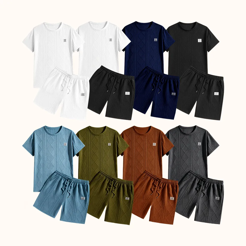 Men's Summer Casual Sports Suit 2-Piece texture Set