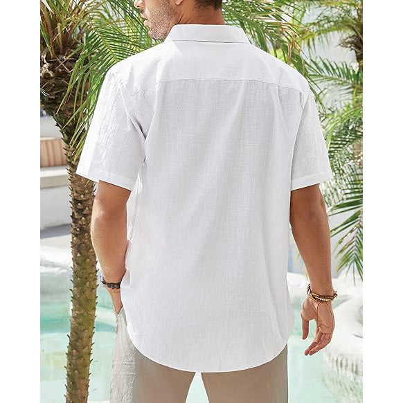 Men's Cotton Linen Short Sleeve Shirts