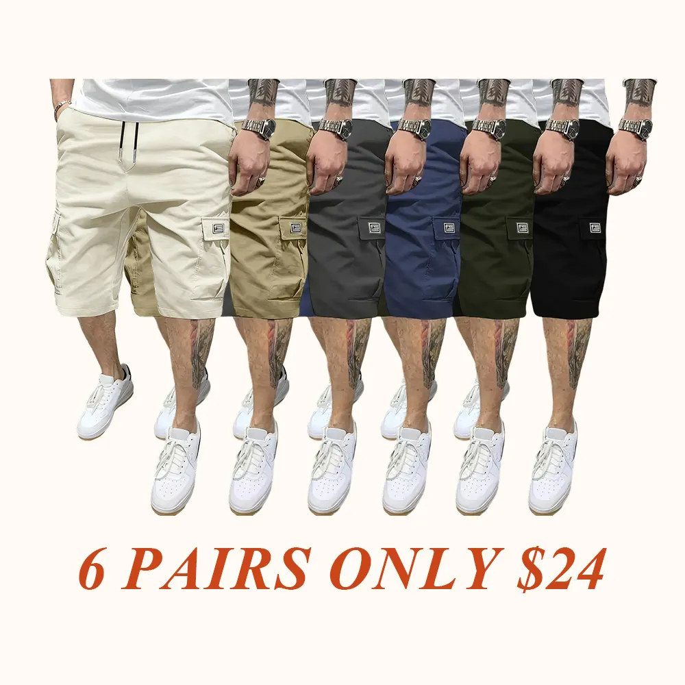 Men's cargo shorts, diagonal pockets, versatile casual wear