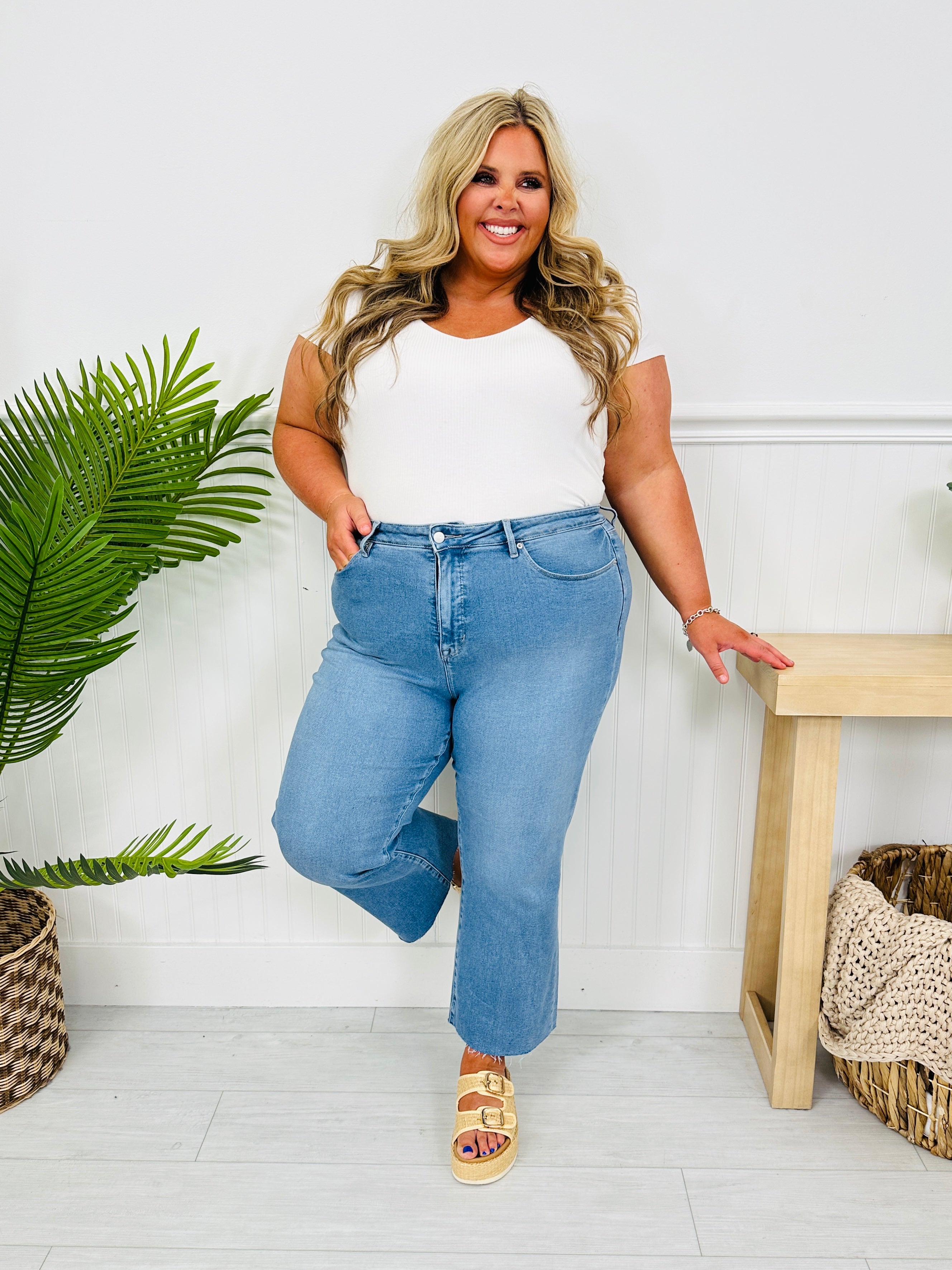 Soft Spot Tummy Control Cropped Kick Flare Jeans