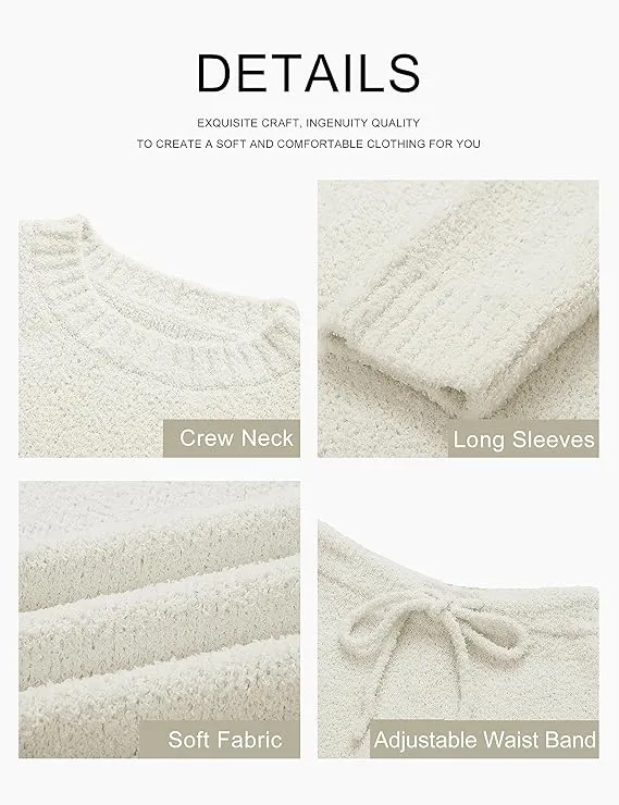 Womens Fuzzy Fleece Long Sleeve 2 Piece