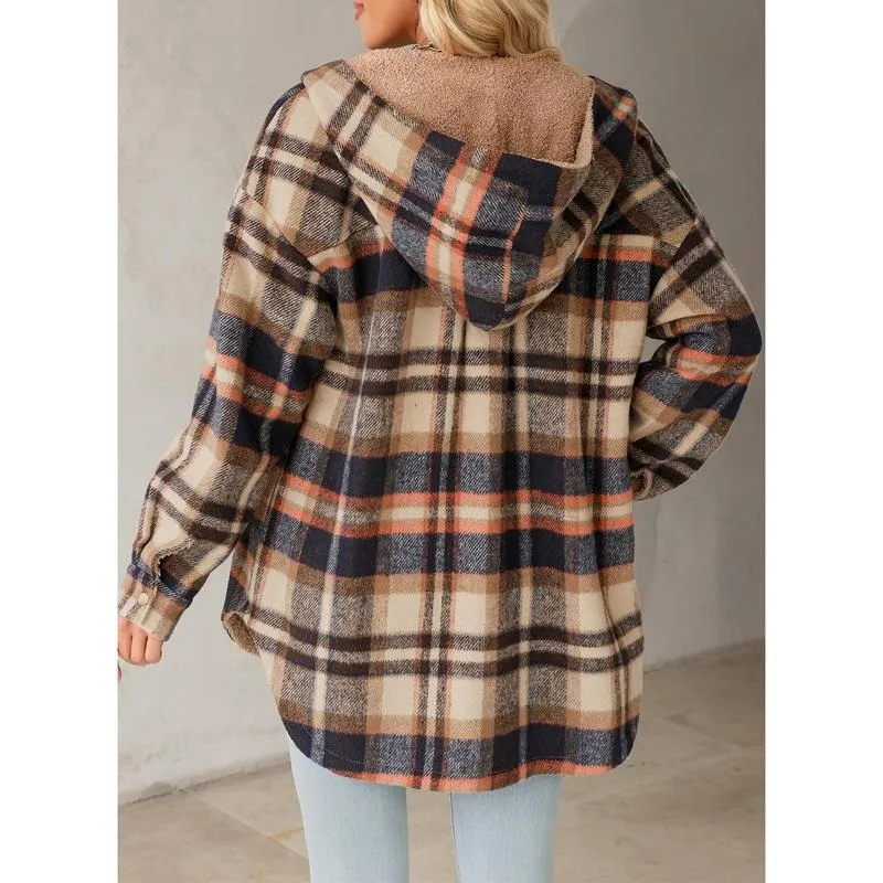 Women's Flannel Hooded Plaid