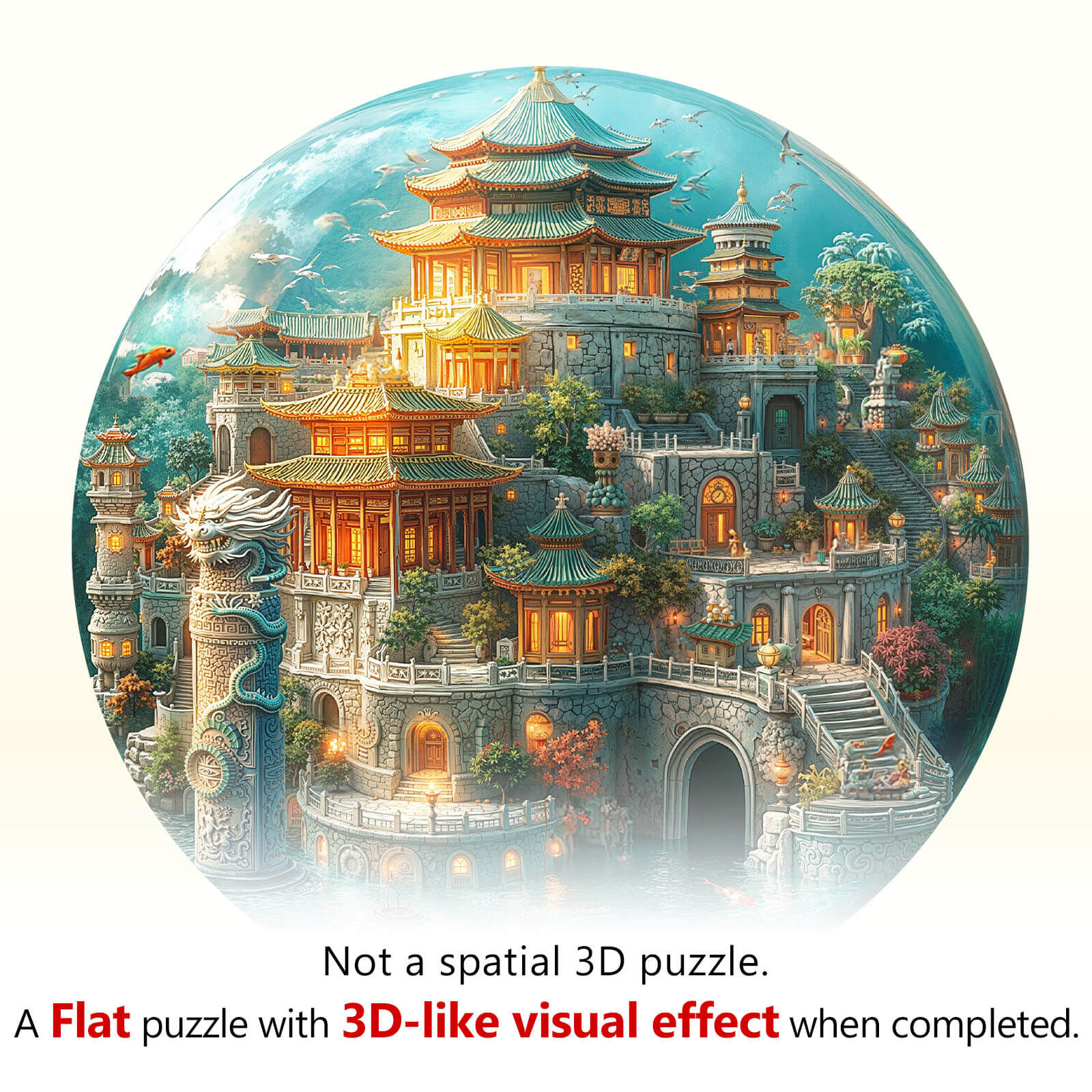 Underwater Dragon Palace Wooden Jigsaw Puzzle