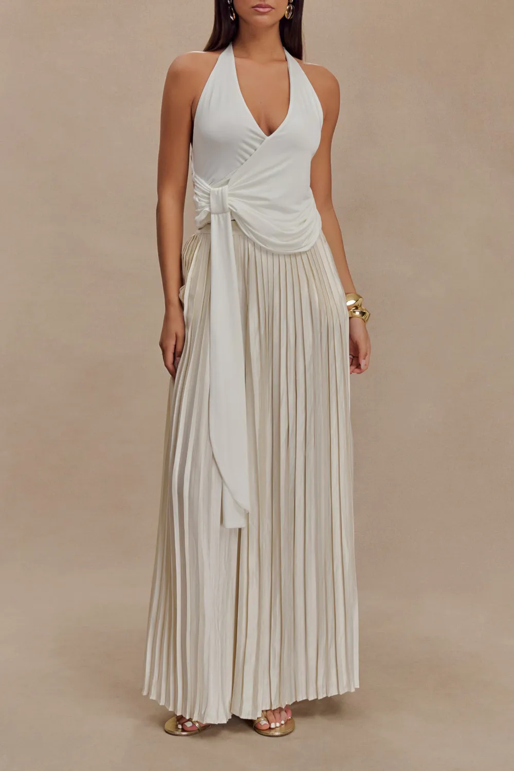 Plisse Wide Leg Pants