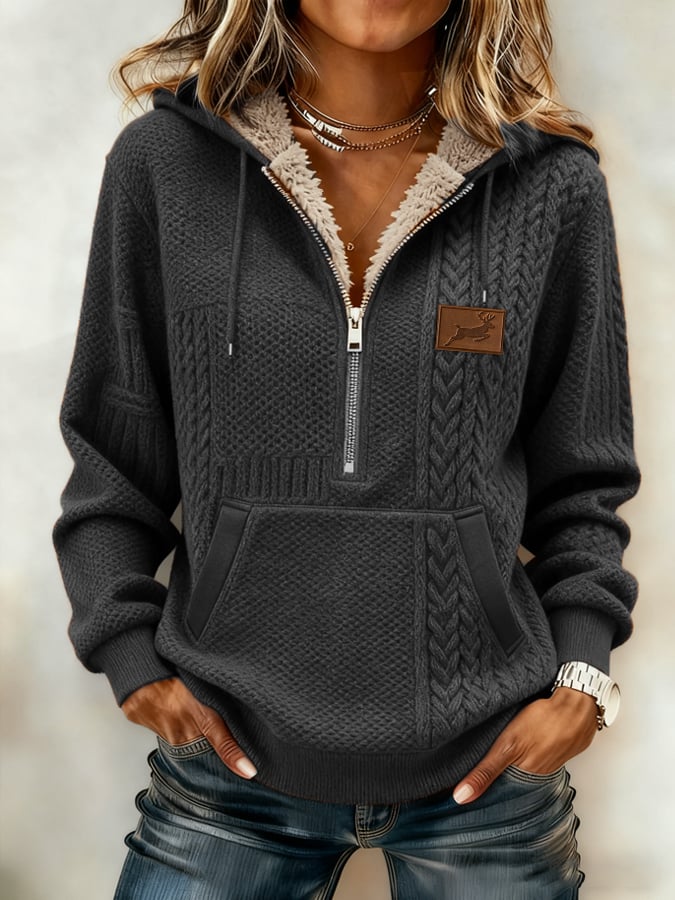 Women's Retro Western Style Zip-Up Hoodie