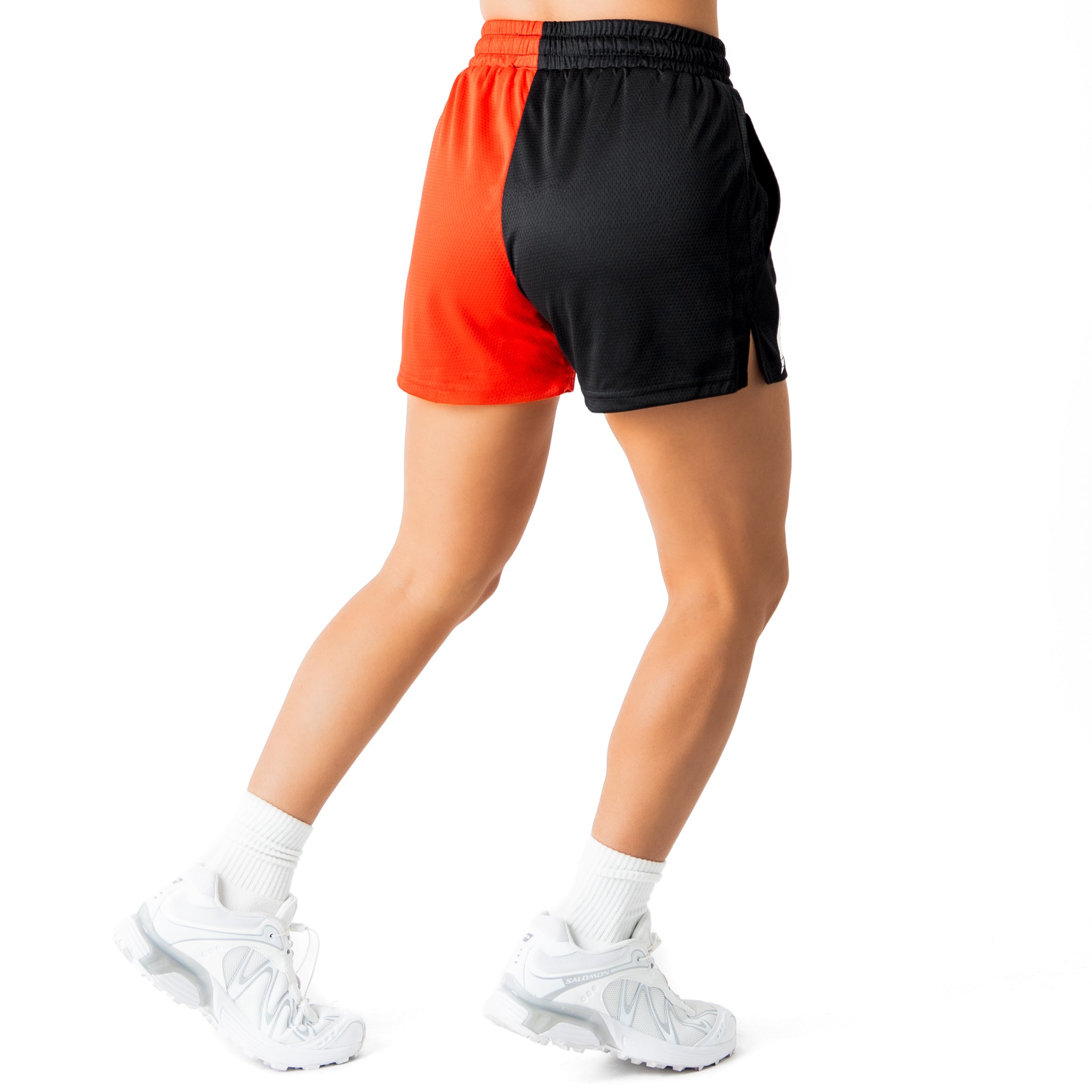 MUAY THAI SHORTS (MID THIGH CUT) 2 TONE - BLACK / RED