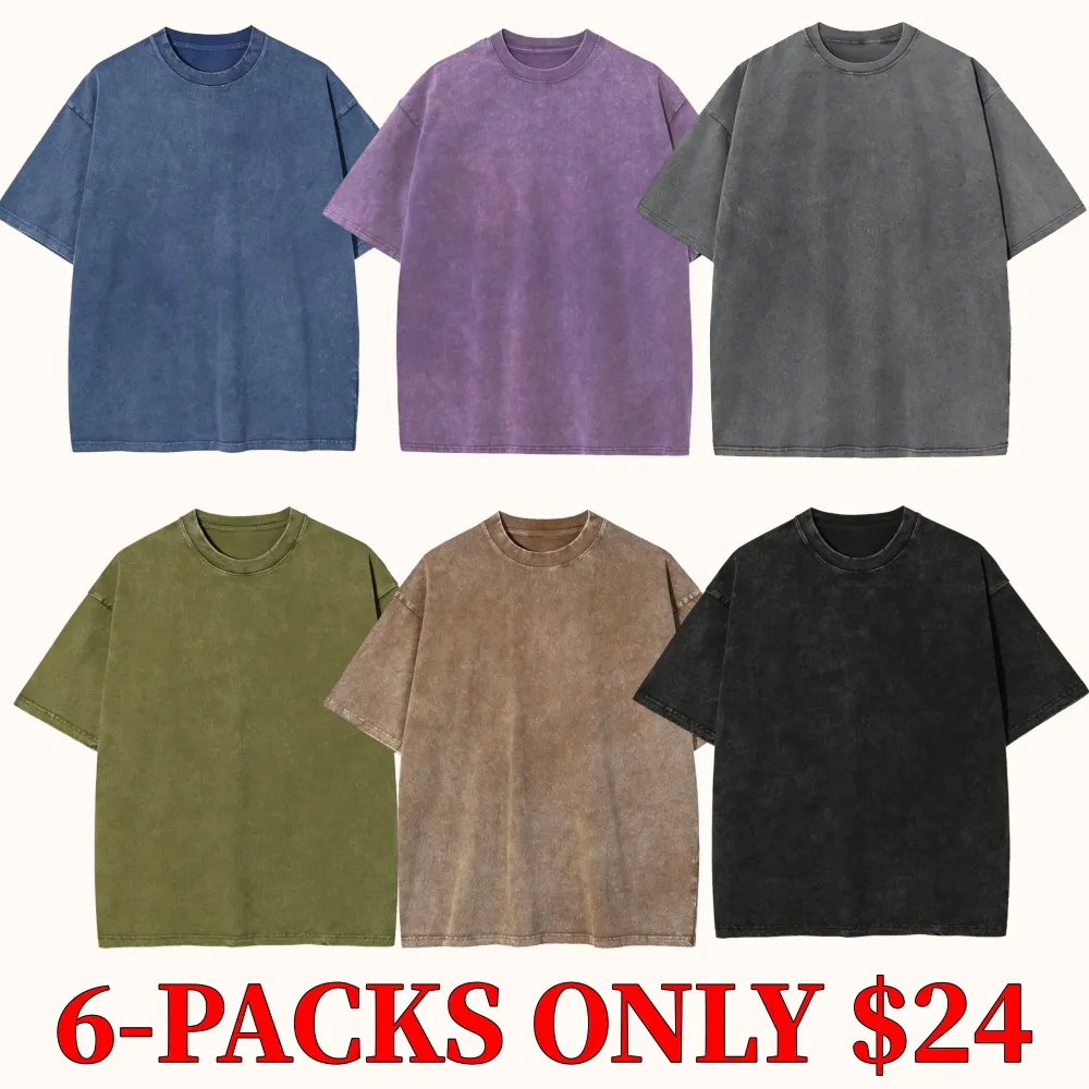 Men's plus-size retro heavyweight fitness T-shirt, pure cotton sports acid washed loose T-shirt