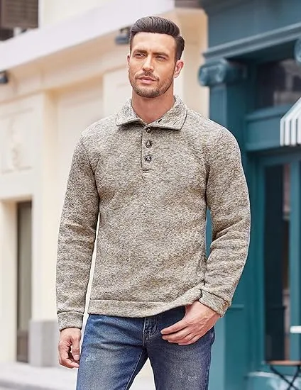 Men's Casual Slim Fit Pullover Sweater Knitted Thermal Sweatshirt.Fleece-lined For Warmth And Wind Protection.Comfortable And Stylish