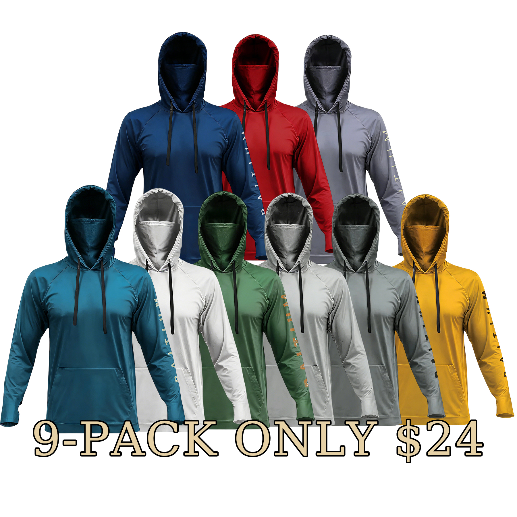 ☀️8/9-Pack $24☀️Men’s UPF 50+ Sun Protection Hoodie with UV Detection