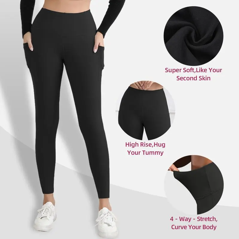 Women's high-waisted yoga pants with pockets.
