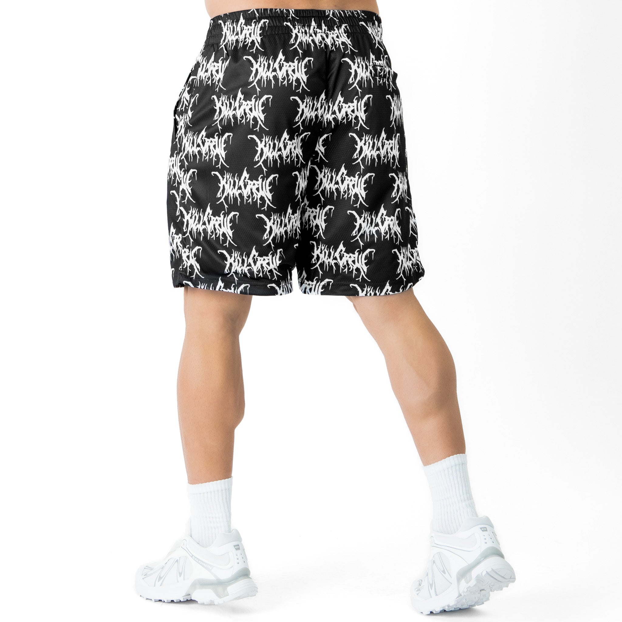 RELAXED CUT SHORTS ALL OVER - BLACK / WHITE