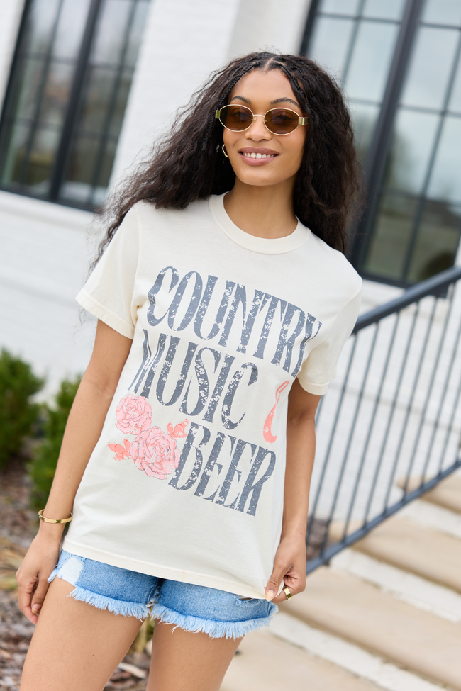 Country Music & Beer Ivory Graphic Tee