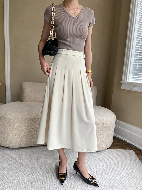 Solid Color Short Sleeves Skinny V-Neck T-Shirts