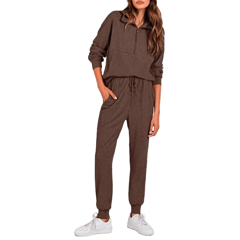 Women's 2-Piece Sweatpants Set Long Sleeve Half Zip Pullover Sweatshirt and Pants