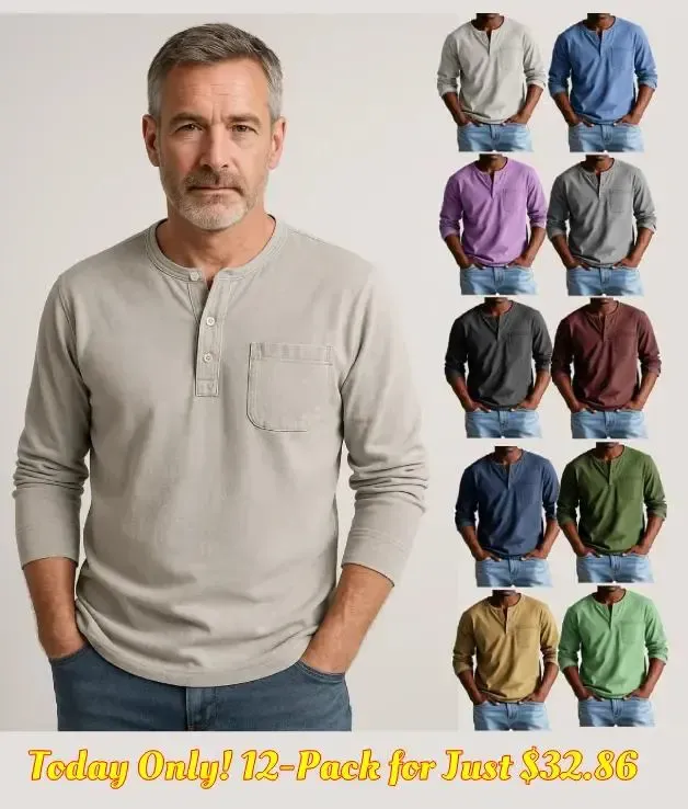 💫Clearance Sale🔥 - Men's Fashion Vintage Distressed Pocket Long Sleeve Henley Shirt