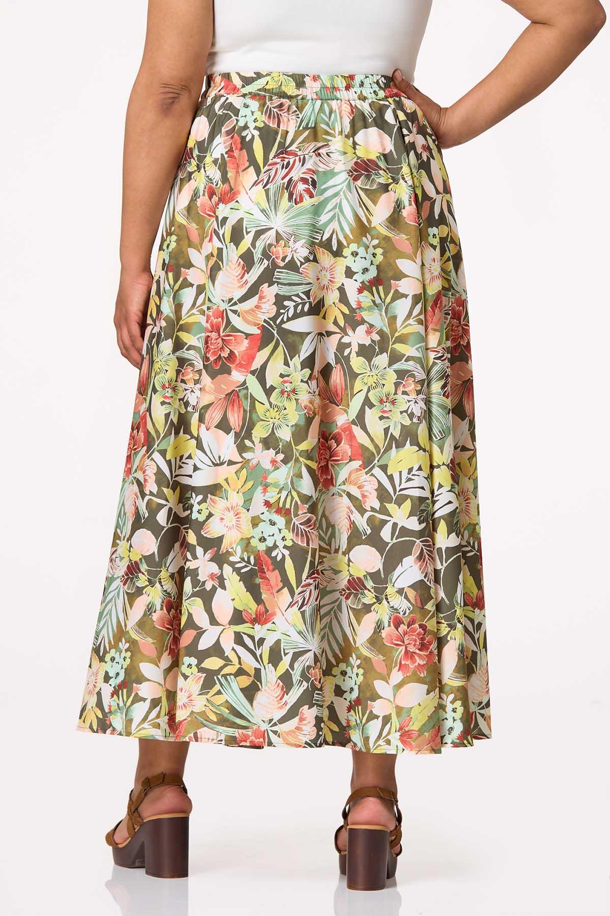 Plus Size Tropical Wide Sweep Skirt