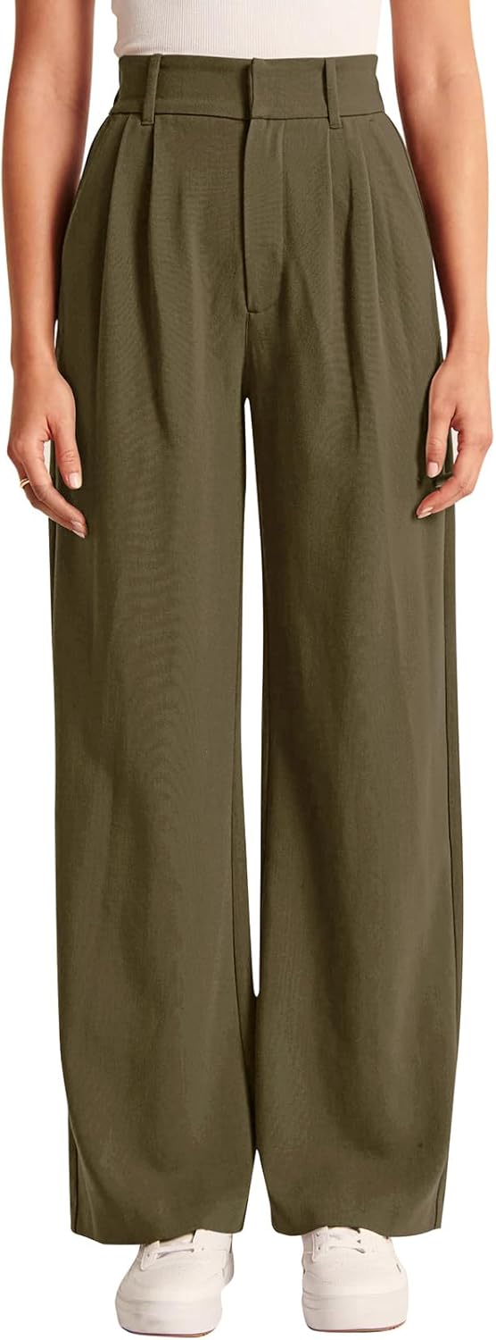 High-Waisted Work Pants for Women – Business Casual Office Trousers with Pockets