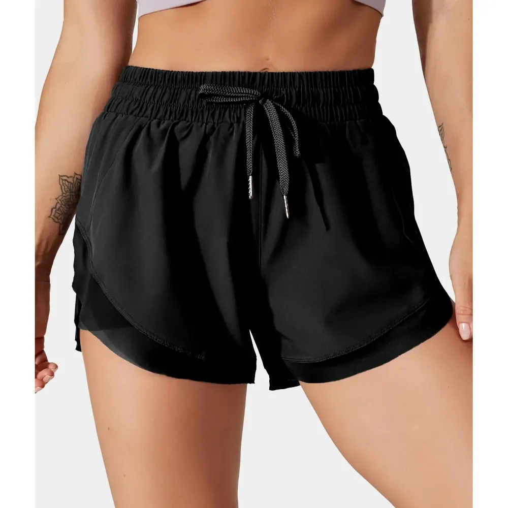 Contrast Flowy Mesh 2-in-1 Shorts