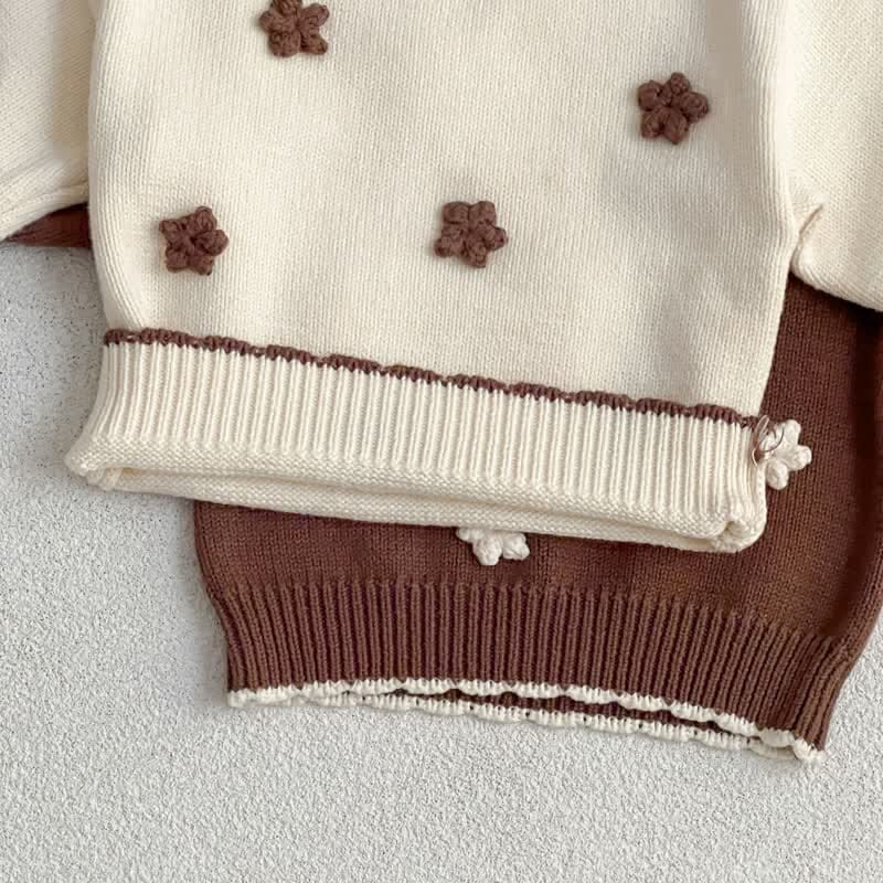 Baby Hand Embroidered Flower Knit Sweater