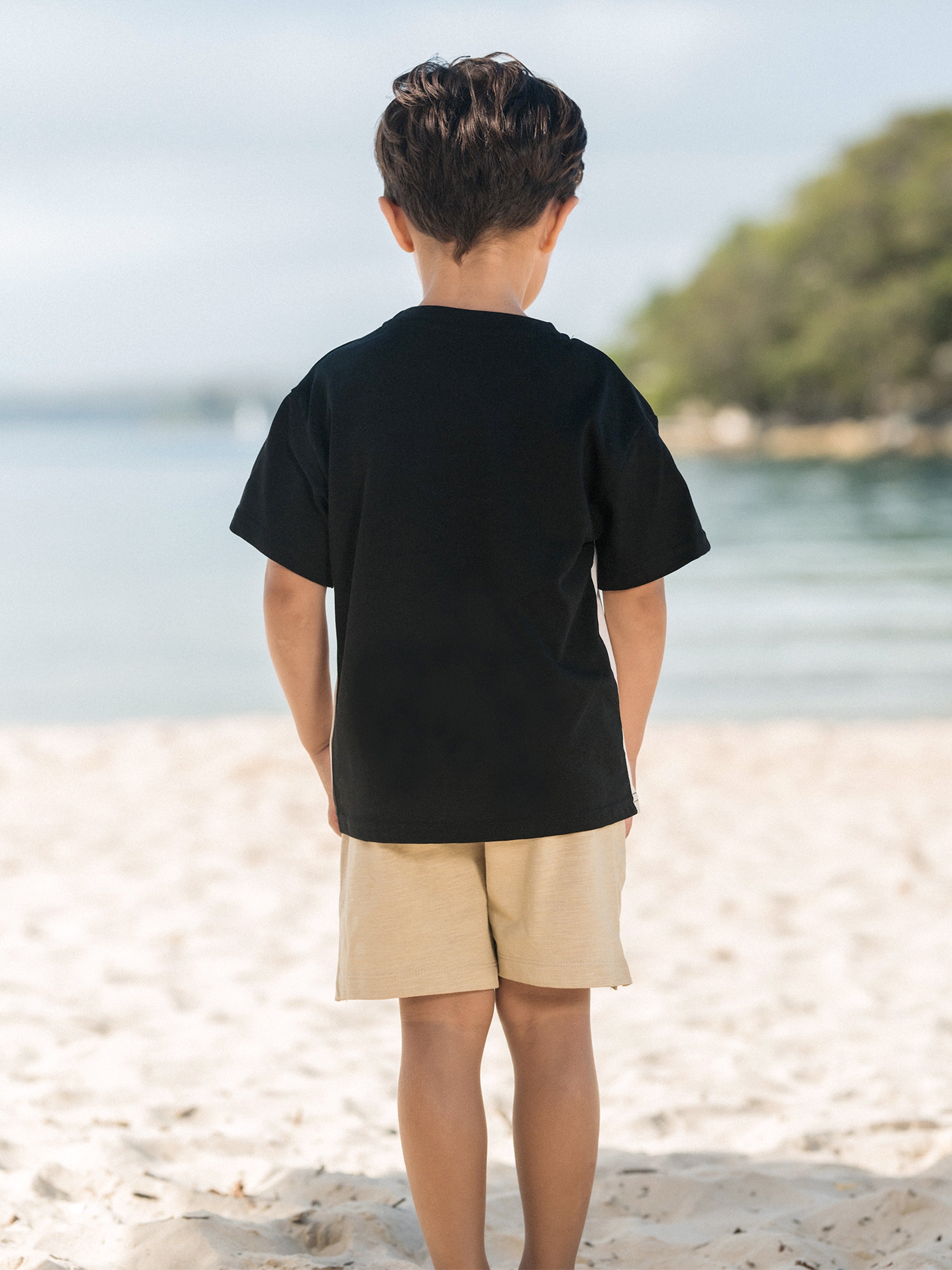 Family Matching Set Floral Sleeveless Strappy Dress or Colorblock Short-sleeve T-shirt  Black