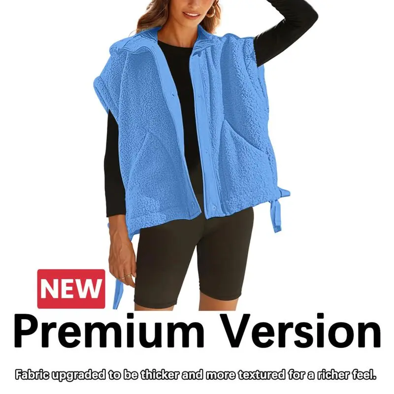 Women's Warm Fleece Vest Casual Sleeveless Button Down Sherpa Jacket