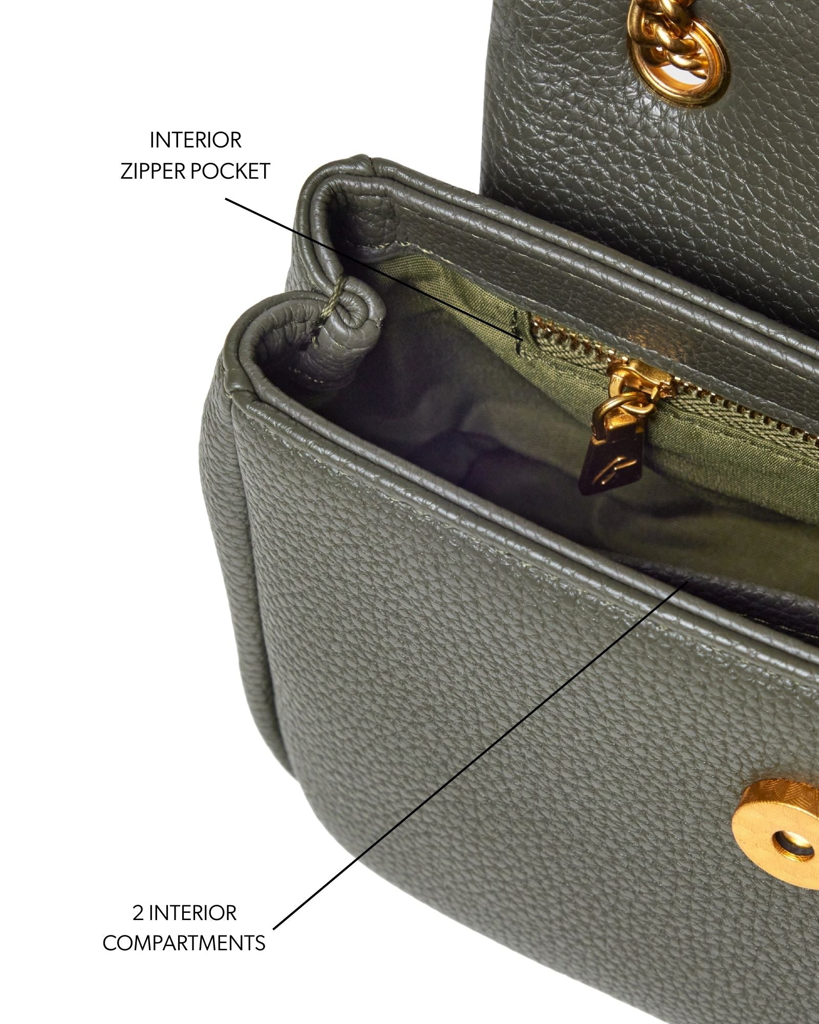 MINI PEBBLE FLAP BAG - OLIVE GREEN