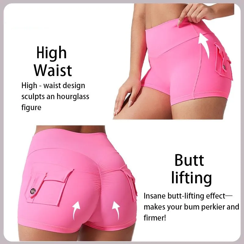 Women's High Waist Ruched Skinny Sports Shorts