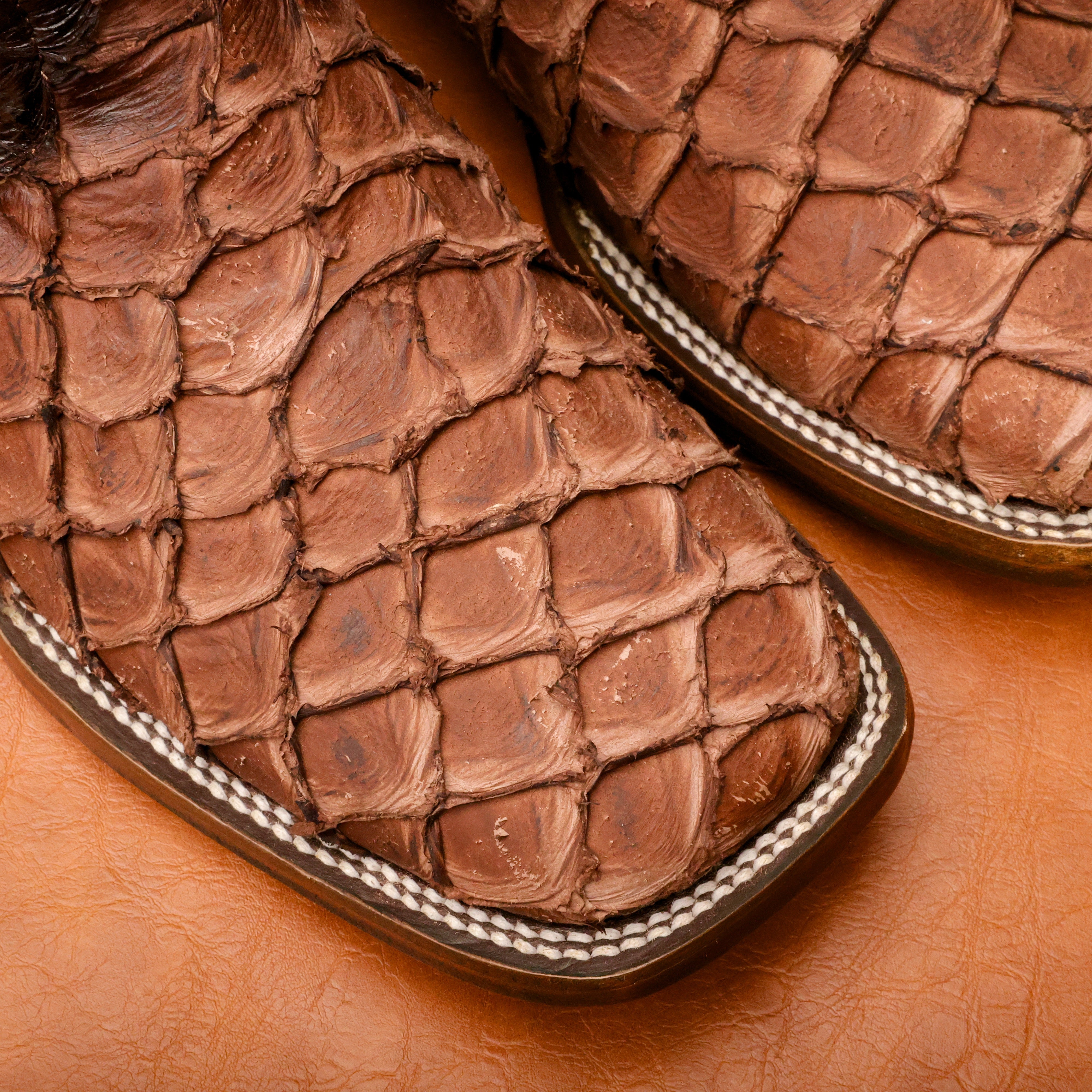 AUTHENTIC Brown Pirarucu Boots - Square Toe