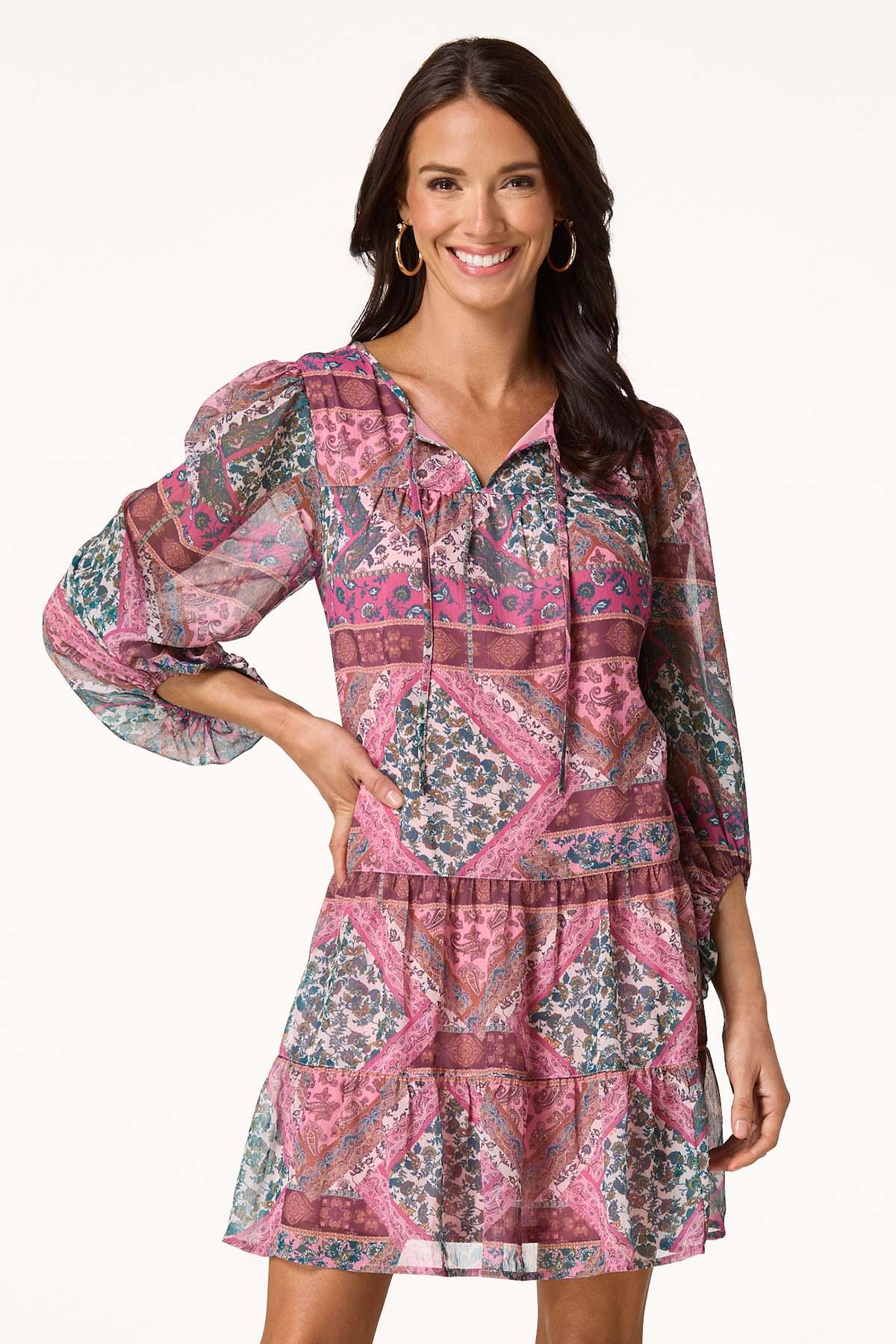 Floral Patchwork Swing Dress