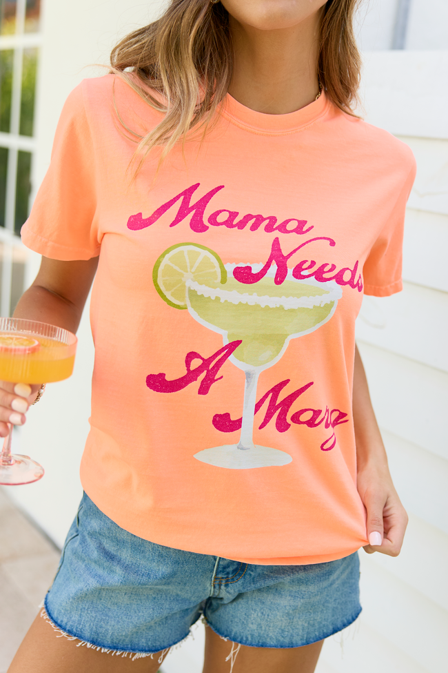 Mama Needs A Marg Neon Orange Graphic Tee