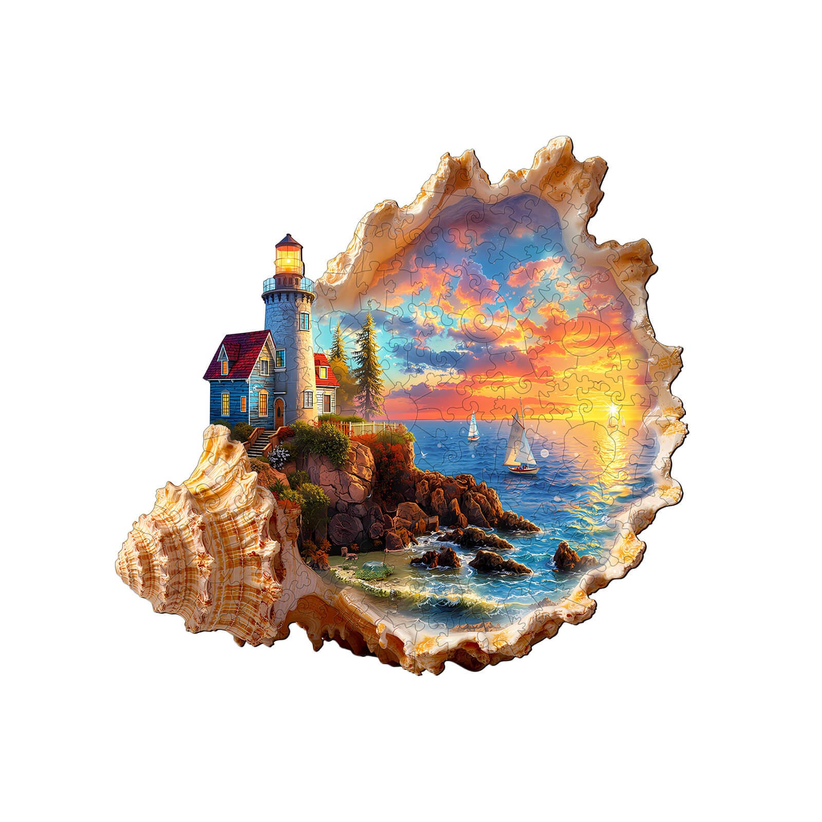 Sunset by the seaside Wooden Jigsaw Puzzle