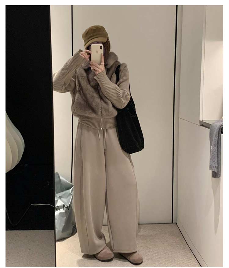 Women's Fleece-Lined Wide-Leg Pants, Warm Winter Trousers, Flattering Fit, Thick and Loose-Fitting