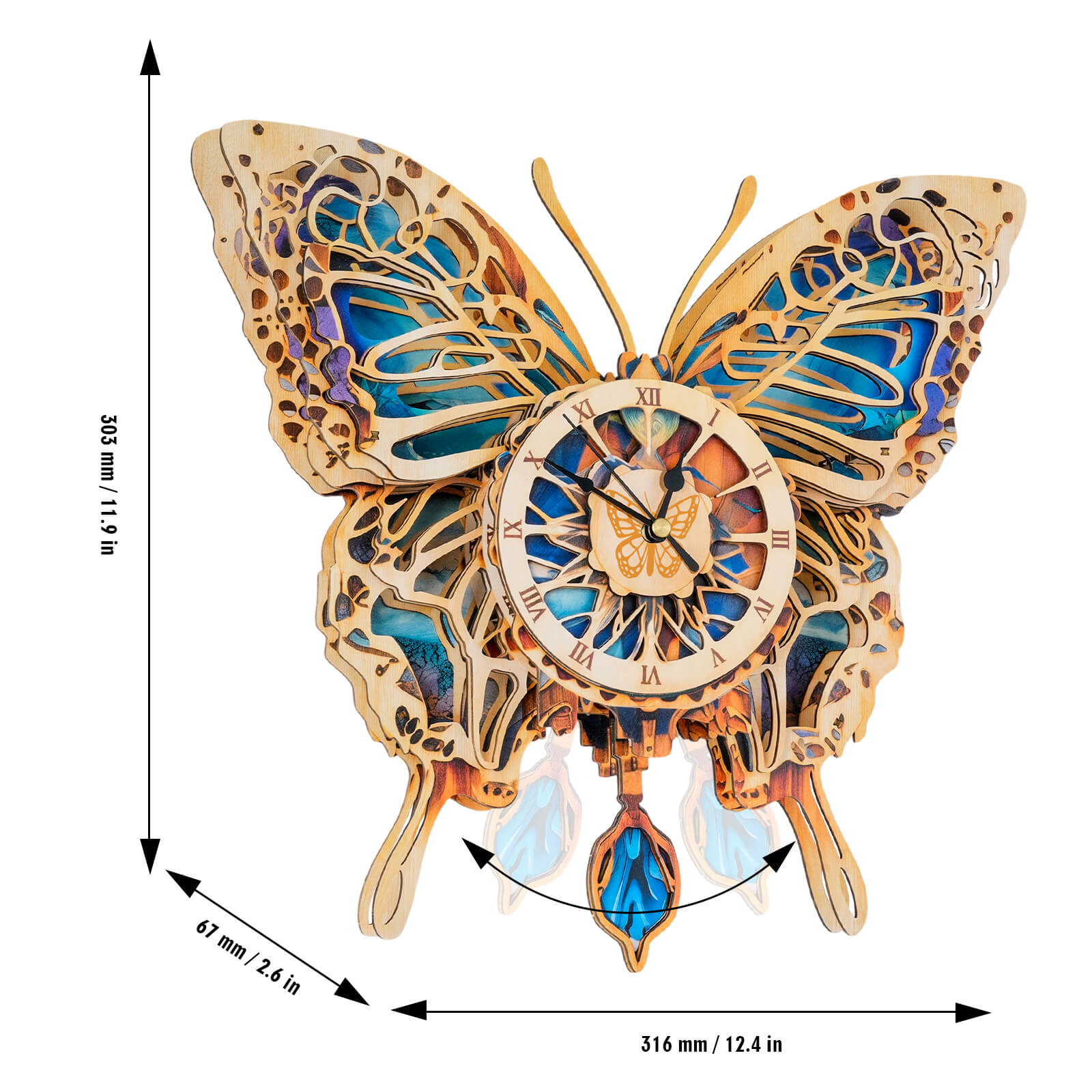 Butterfly – DIY Wooden Clock, 3D Puzzle Craft Kit