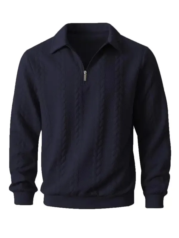 🔥Last Day Promotion!🔥Clearance Sale - Up to 90% Off-Men's Fall Winter Outfits Knitted Polo Neck Long Sleeve Sweatshirt for Daliy Wear