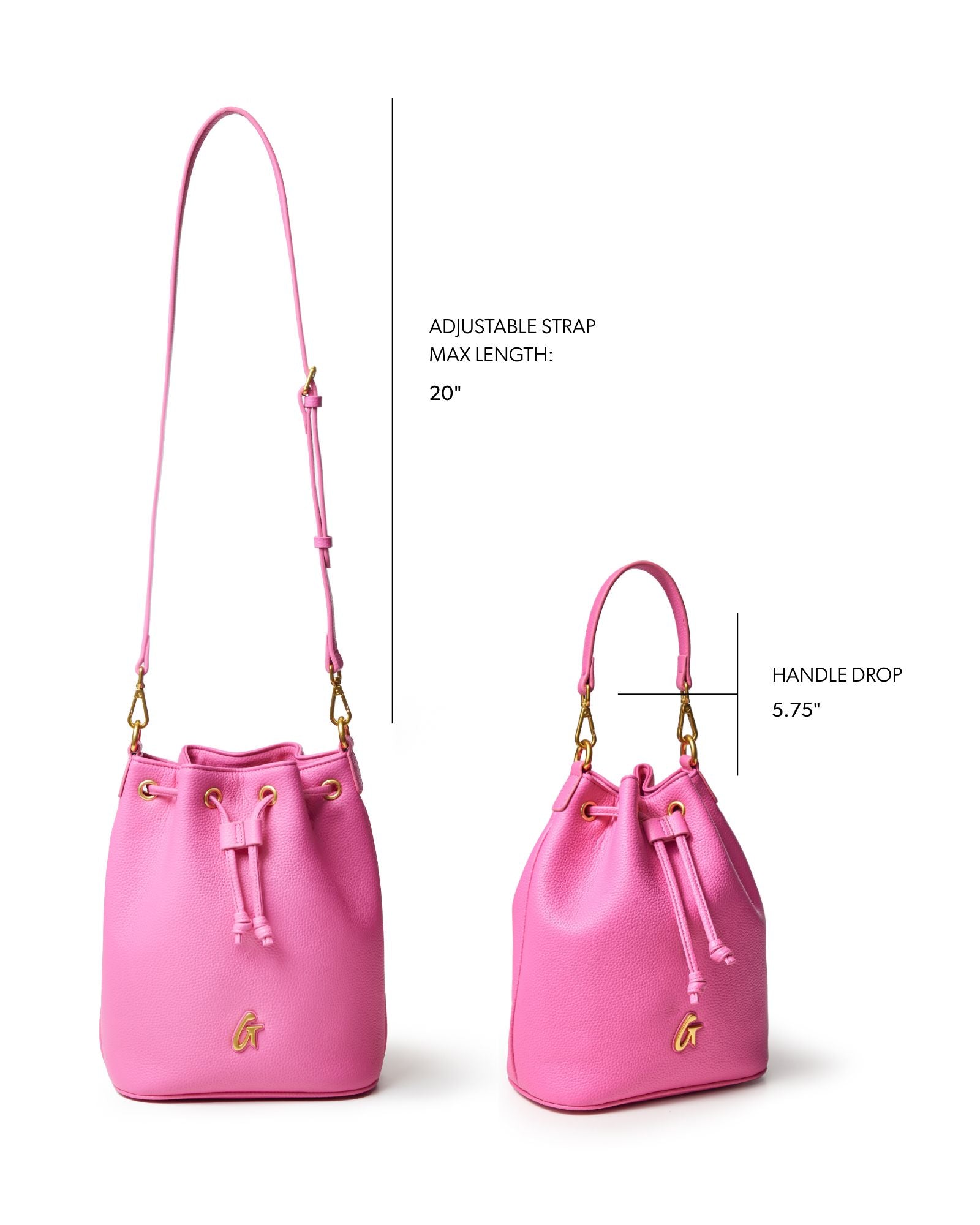 MEDIUM PEBBLE BUCKET BAG - HOT PINK