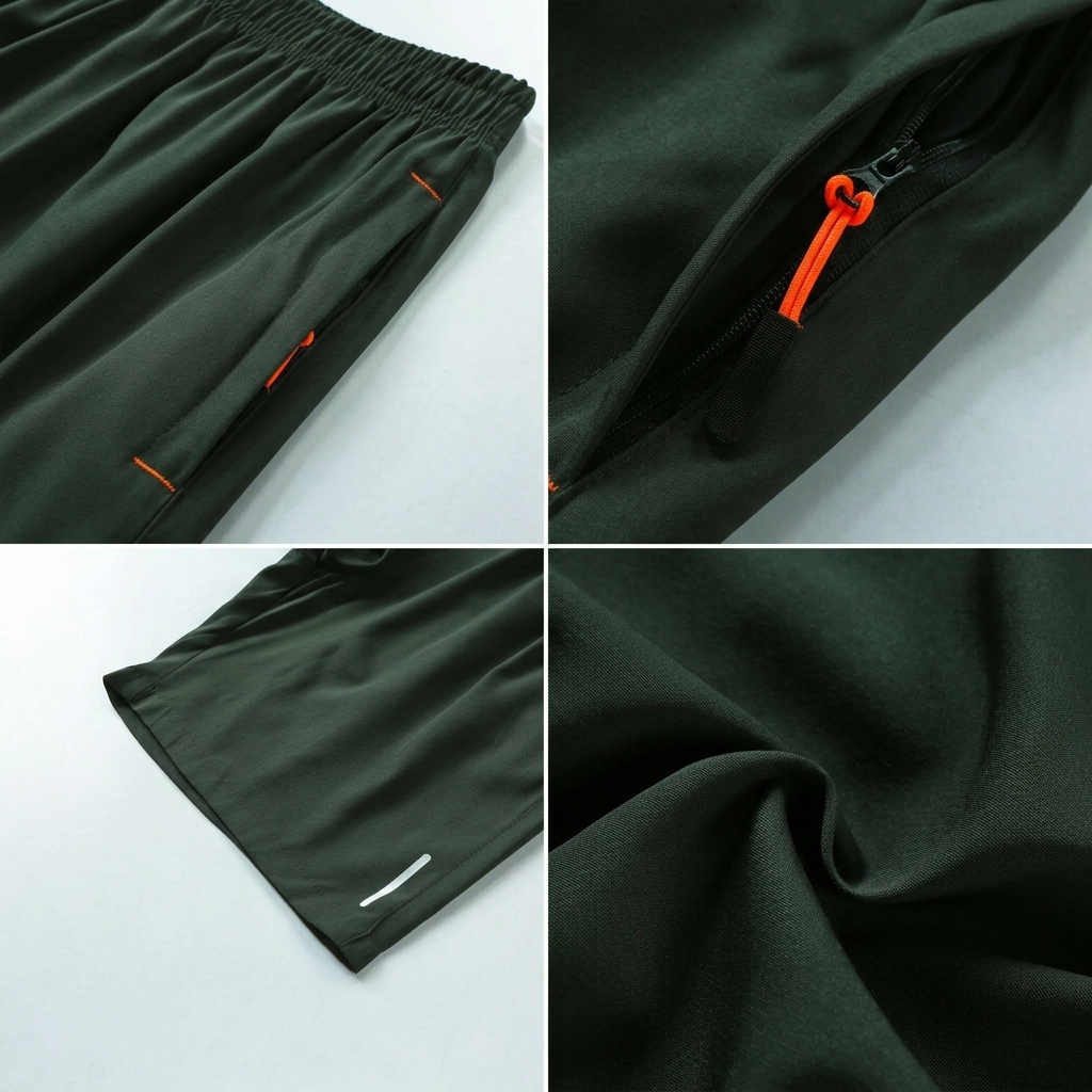 Men's Ice Silk Quick-Dry Zipper Pocket Shorts – Lightweight Reflective Athletic Summer Shorts