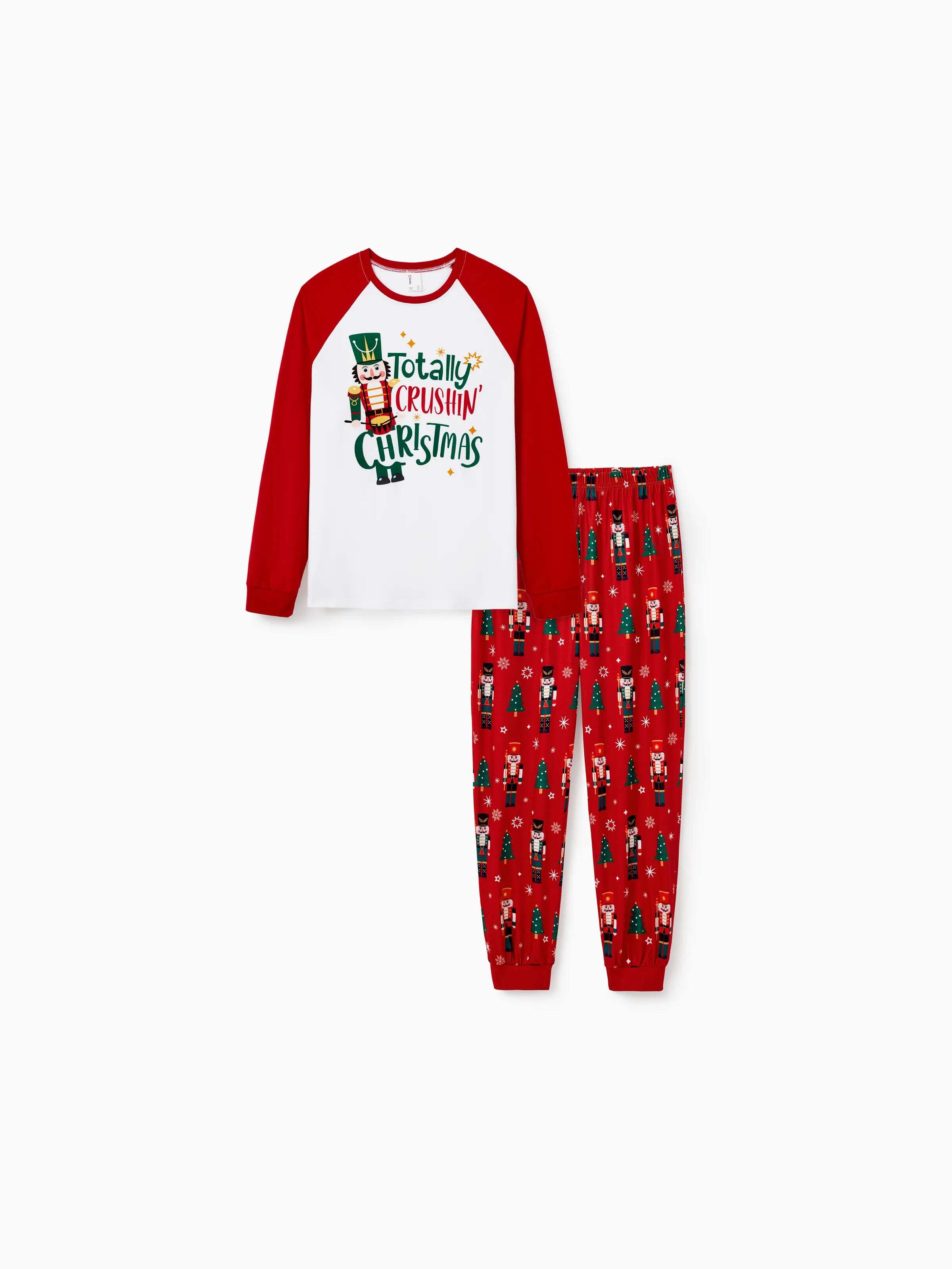 Christmas Matching Family Pajamas Set Nutcracker Print PJS with Christmas Socks Red