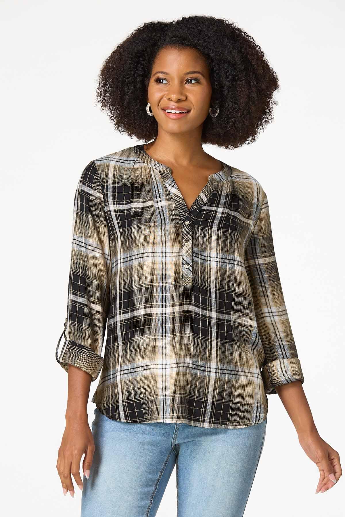 Neutral Plaid Top