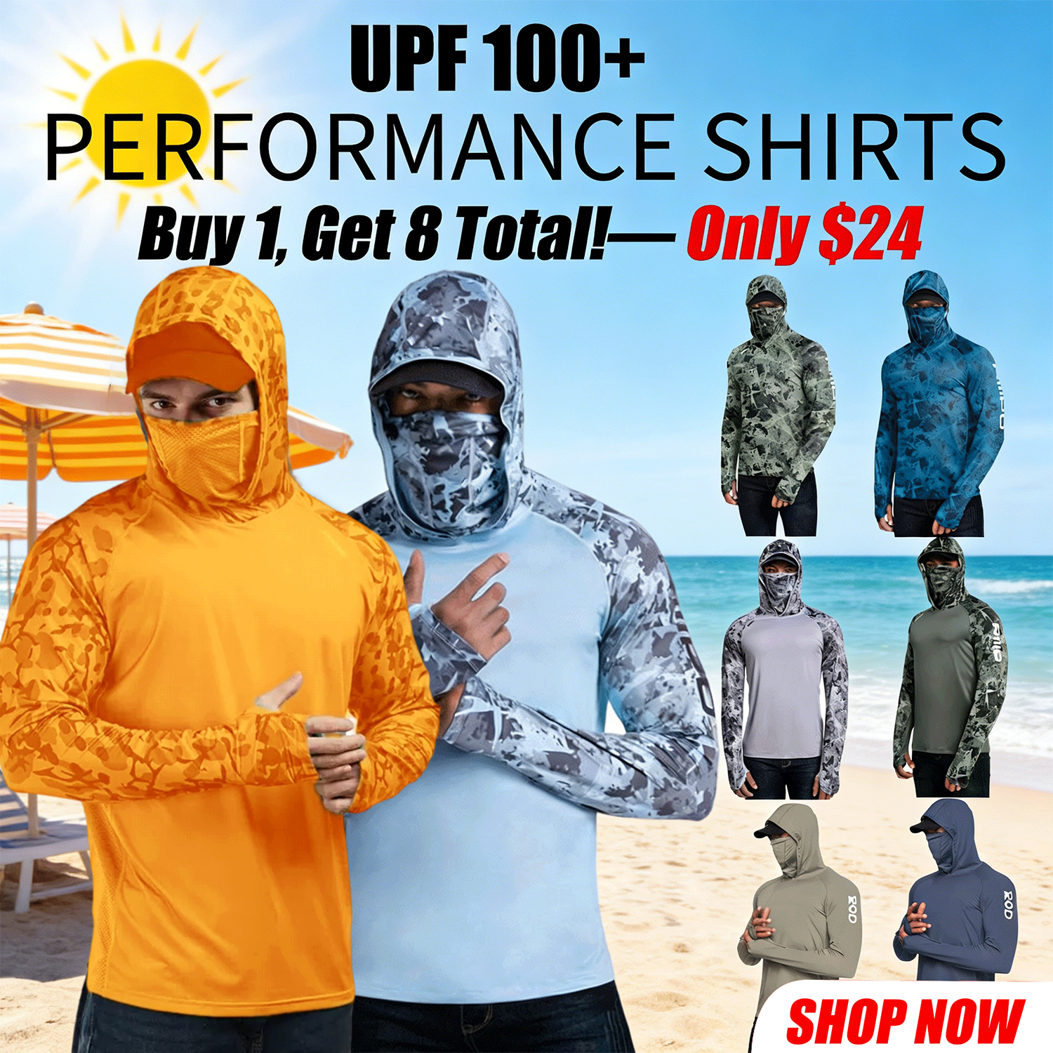 Men’s UPF 100 Sun Protection Hoodie with UV Detection
