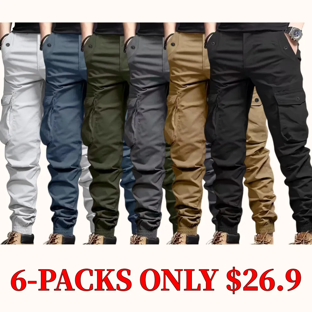 Men's thickened trousers, can be worn with leggings underneath - work pants, multi-pocket outdoor trousers