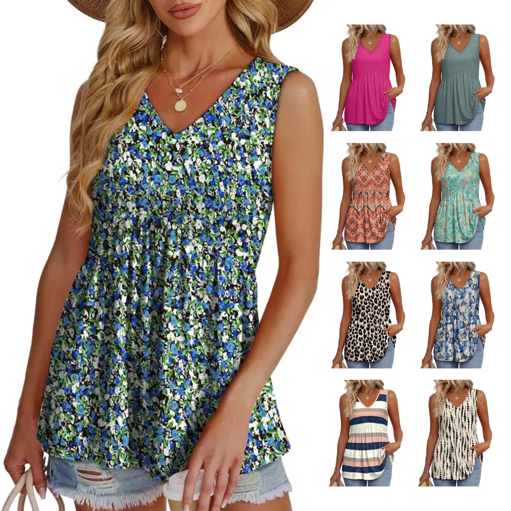 Womens Tank Tops  Flowy Peplum Tops for Women Dressy Sleeveless V Neck