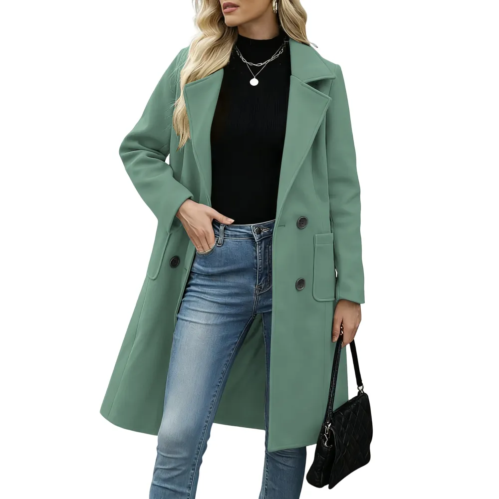 Women Winter Wool Blend Camel Mid-Long Coat