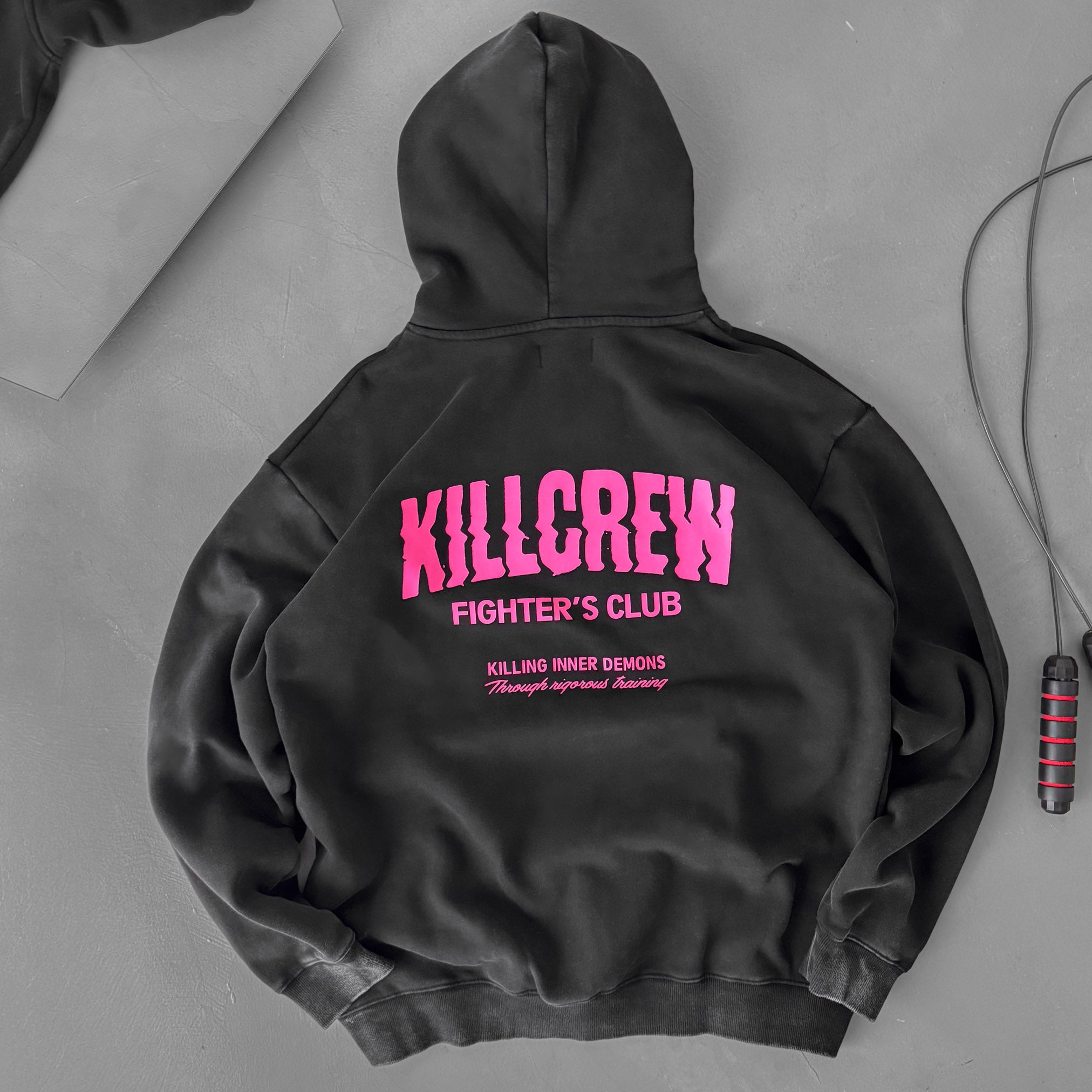 OVERSIZED LUX RIGOROUS TRAINING HOODIE - BLACK / PINK