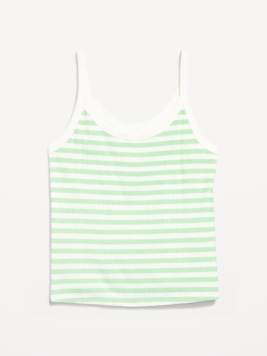 Pointelle Cami Tank Top Green Stripe