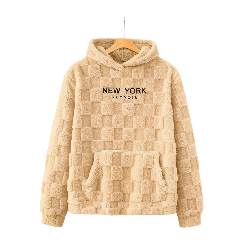 Letter Embroidery Flannel Hoodie