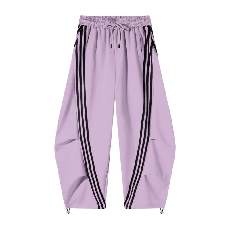 Loose Wide Leg Striped Track Pants Women's Casual Streetwear Joggers