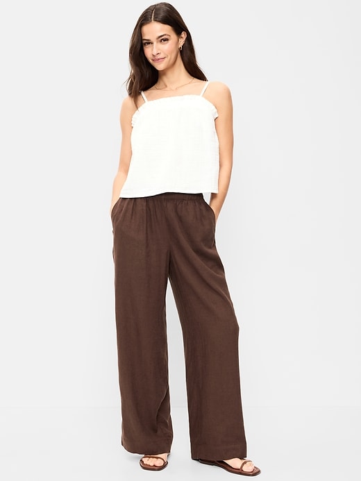 Women's High-Waisted Linen-Blend Wide-Leg Pants