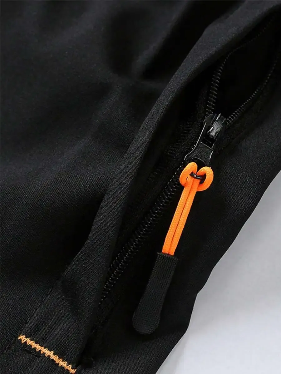 Men'S Solid Color Zipper Pocket Shorts