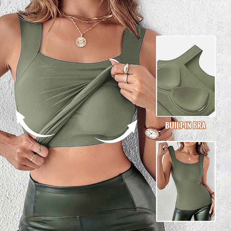 Women's Seamless Shaping Tank Top with Built-in Bra