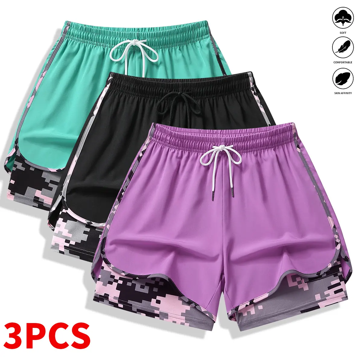 🔥6 SETS $24 Women’s Casual Athletic Shorts with Built-in Liner